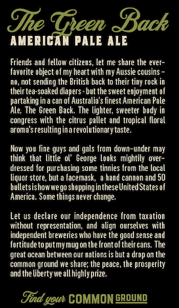 The Green Back American Pale Ale - Creative Writing Copywriter.